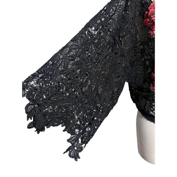 Romeo & Juliette Couture Black 3/4 Sleeve Lace Blouse Size Small - Picture 3 of 4